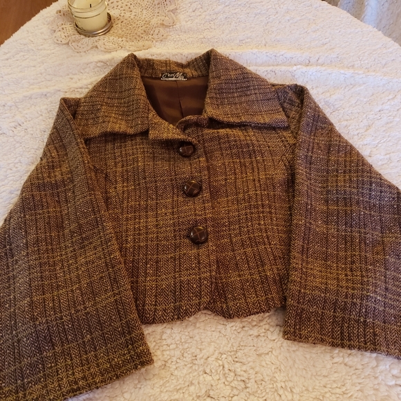 Vintage Swing  flare crop plaid bell sleeve spring … - Picture 1 of 8